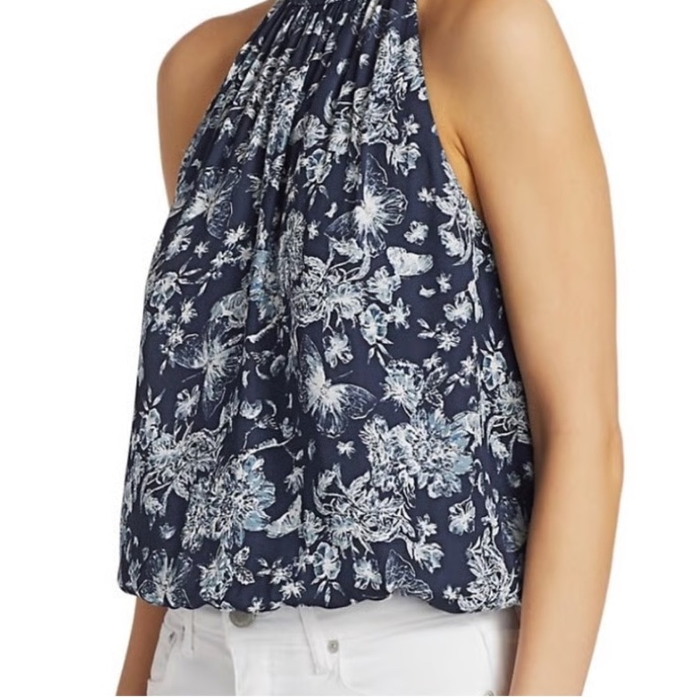 Alice + Olivia Navy Floral Tank Top